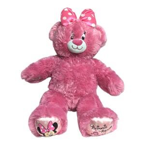 Build A Bear BAB Disney Minnie Mouse 16in Pink Teddy Bear Plush w/ Polka Dot Bow